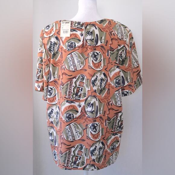NWT Vintage ‘90s Heritage Road Terracotta Print Relaxed Fit Short Sleeve Blouse - Picture 6 of 8